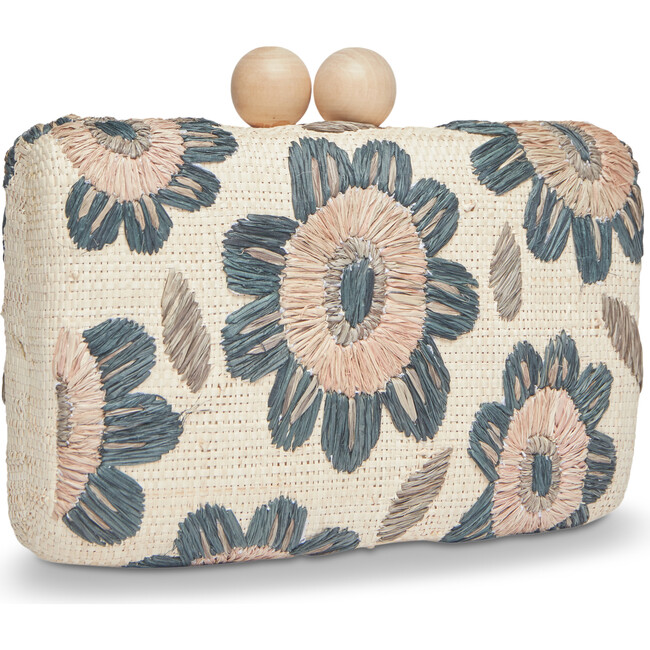 Women's Bryn Raffia Clutch, Brown Floral - Bags - 3