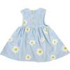 White Daisies Print Tank Dress, Sky Blue - Dresses - 2