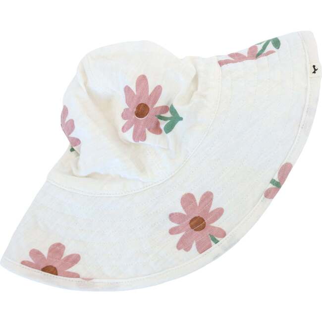 Picking Daisies Print Cotton Sunhat, Oyster