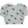 Dinosaur Print Brooklyn Cotton Terry Boxy, Heather Gray - Sweatshirts - 1 - thumbnail