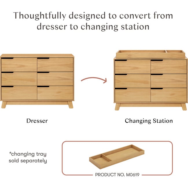 Hudson 6-Drawer Assembled Double Dresser, Honey - Dressers - 9