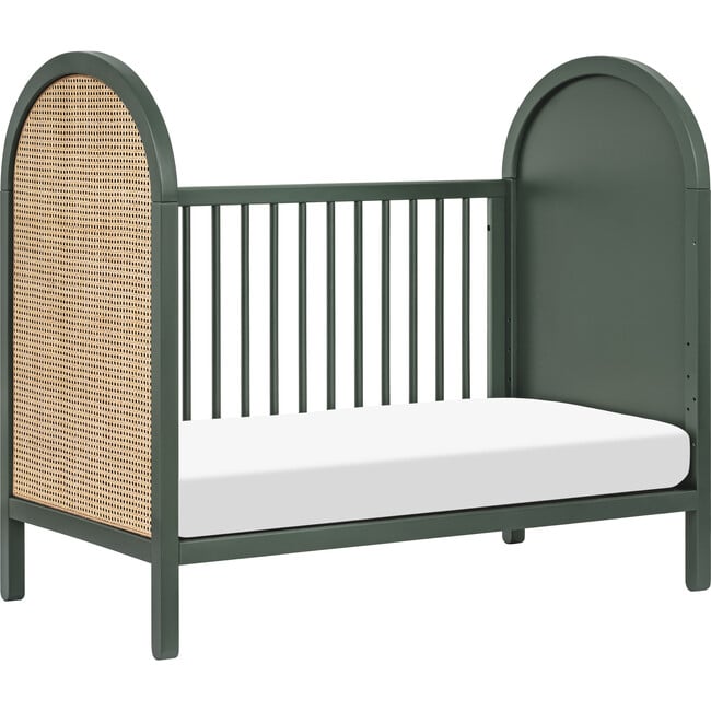 Bondi Cane 3-in-1 Convertible Crib, Forest Green & Natural Cane - Cribs - 6