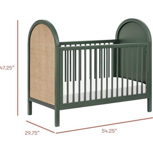 Bondi Cane 3-in-1 Convertible Crib, Forest Green & Natural Cane - Cribs - 10