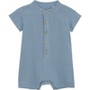 Muslin Cotton Short Sleeve Playsuit, Citadel Blue - Rompers - 1 - thumbnail