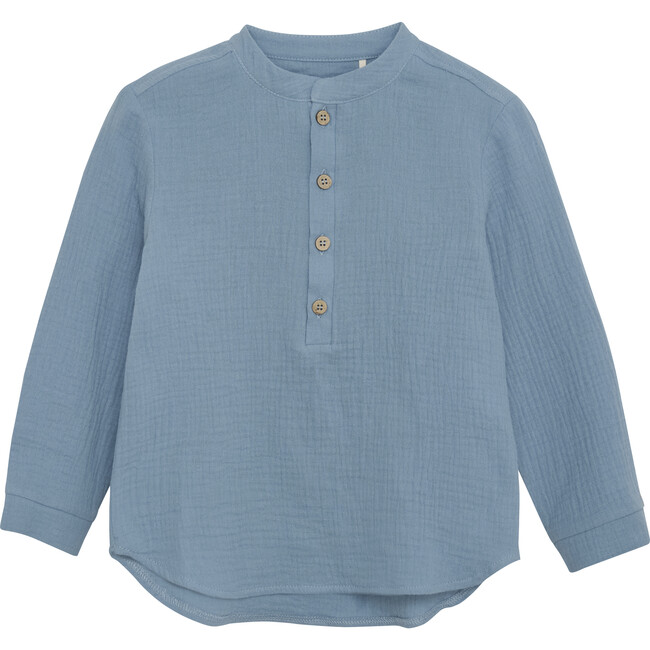 Muslin Cotton Long Sleeve Shirt, Citadel Blue