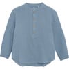 Muslin Cotton Long Sleeve Shirt, Citadel Blue - Shirts - 1 - thumbnail