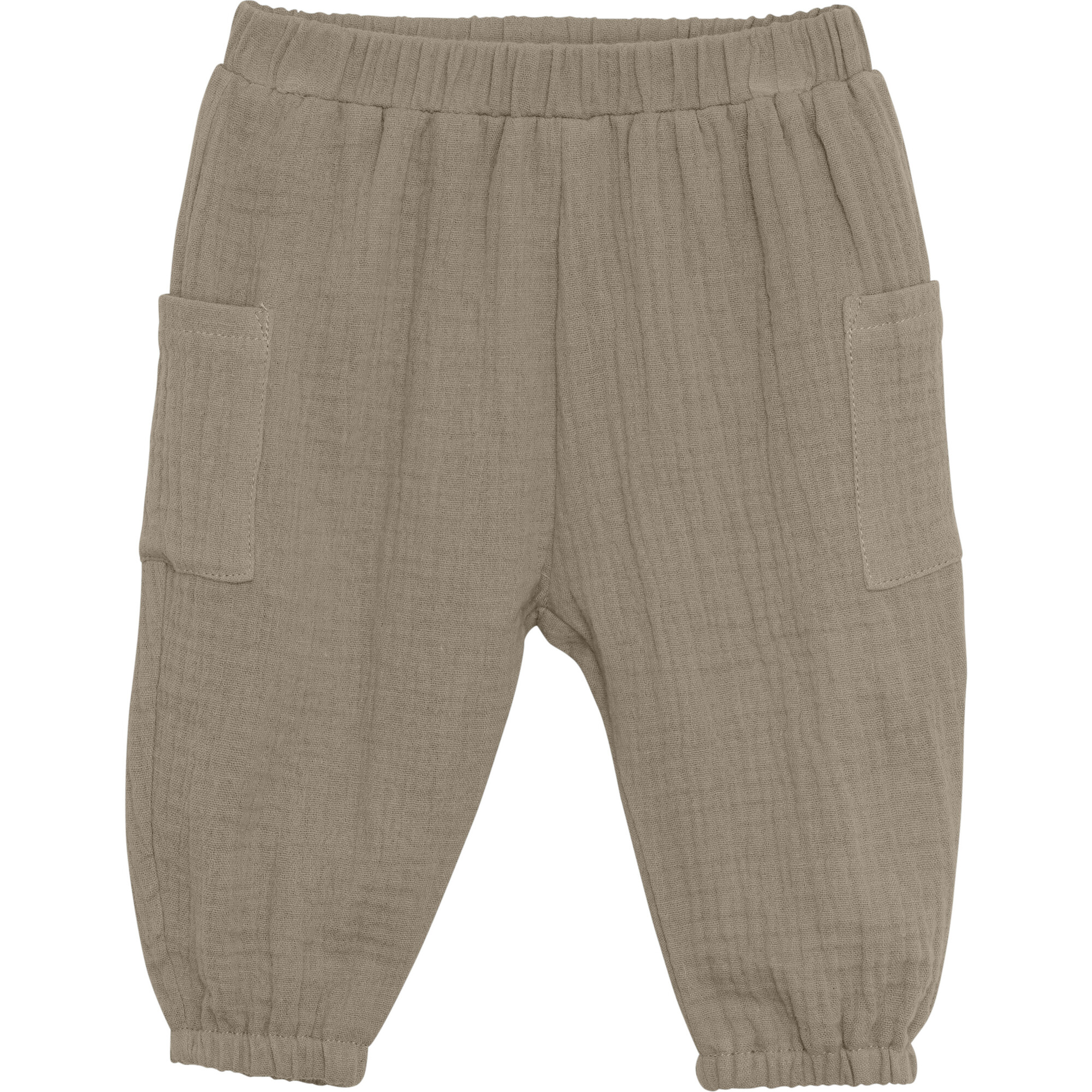 Muslin Cotton Elastic Waist Pants, Silver Sage - Pants - 1