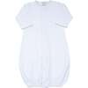 Sage Polka Dot Pima Convertible Gown, White - Nightgowns - 1 - thumbnail