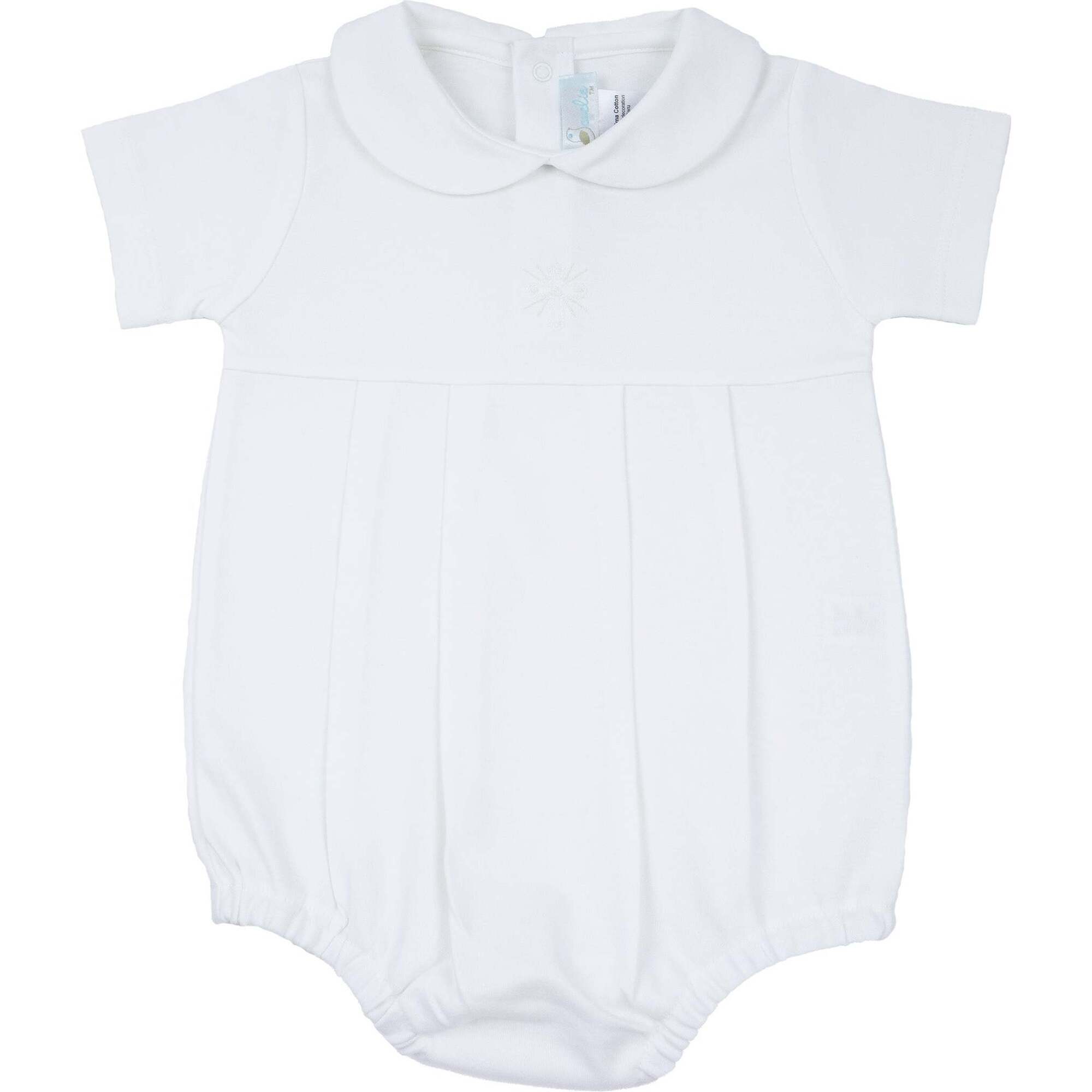 Cross Pima Bubble Romper, White - Rompers - 1