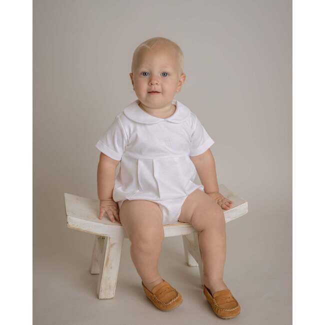 Cross Pima Bubble Romper, White - Rompers - 3