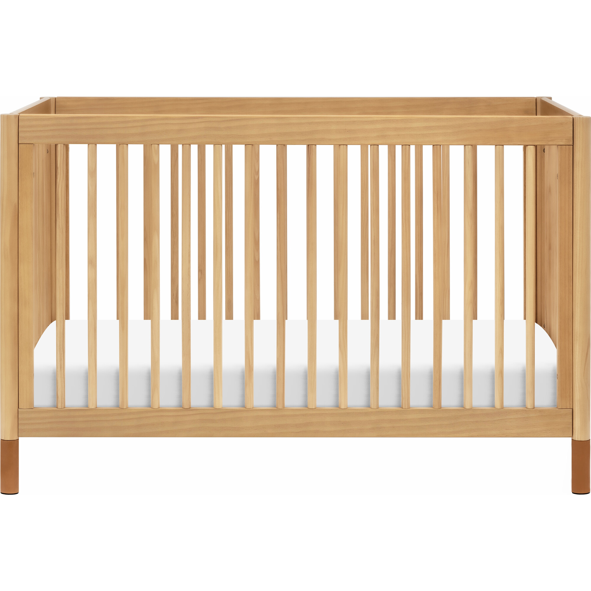 Gelato 4-in-1 Convertible Crib With Toddler Bed Conversion Kit, Honey & Vegan Tan Leather Feet - Cribs - 1