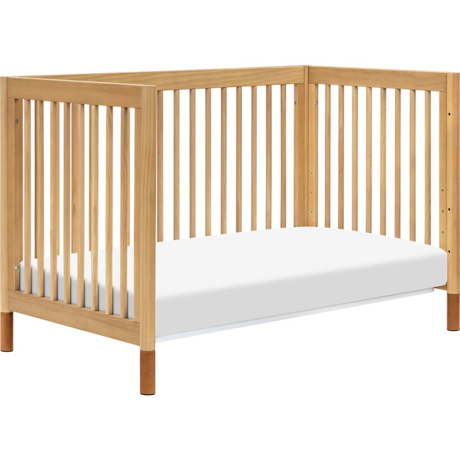 Gelato 4-in-1 Convertible Crib With Toddler Bed Conversion Kit, Honey & Vegan Tan Leather Feet - Cribs - 5