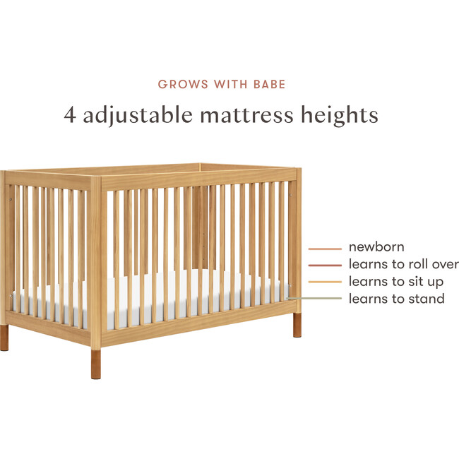 Gelato 4-in-1 Convertible Crib With Toddler Bed Conversion Kit, Honey & Vegan Tan Leather Feet - Cribs - 9