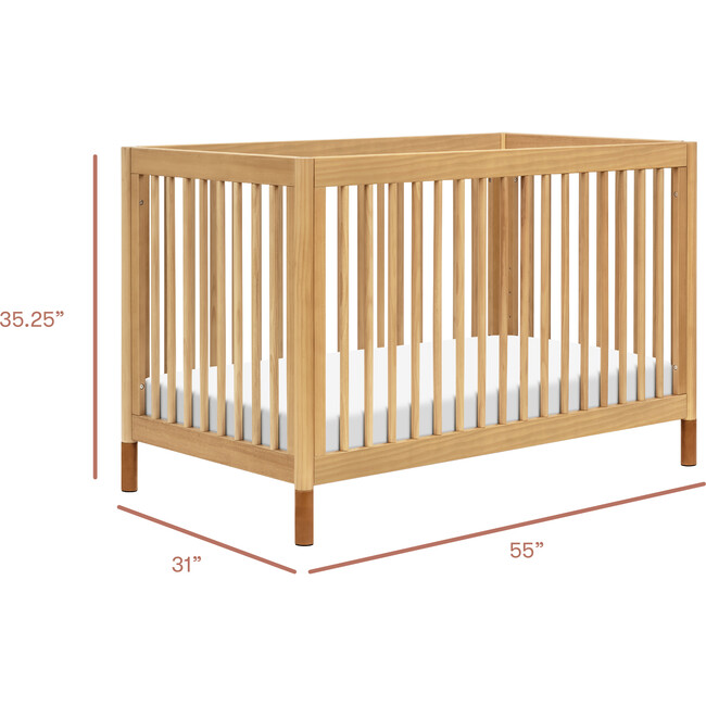 Gelato 4-in-1 Convertible Crib With Toddler Bed Conversion Kit, Honey & Vegan Tan Leather Feet - Cribs - 11