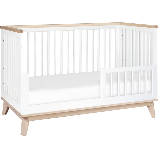 Scoot 3-in-1 Convertible Crib With Toddler Bed Conversion Kit, White/Washed Natural - Cribs - 4