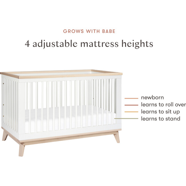 Scoot 3-in-1 Convertible Crib With Toddler Bed Conversion Kit, White/Washed Natural - Cribs - 7