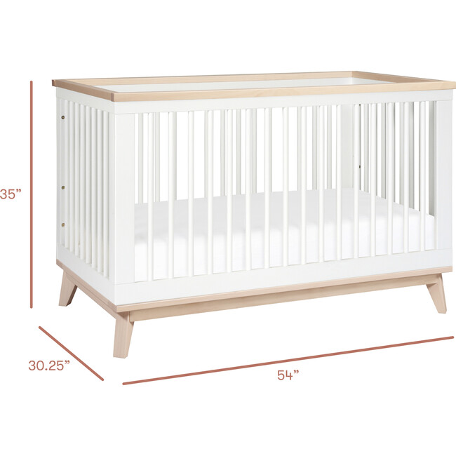 Scoot 3-in-1 Convertible Crib With Toddler Bed Conversion Kit, White/Washed Natural - Cribs - 9