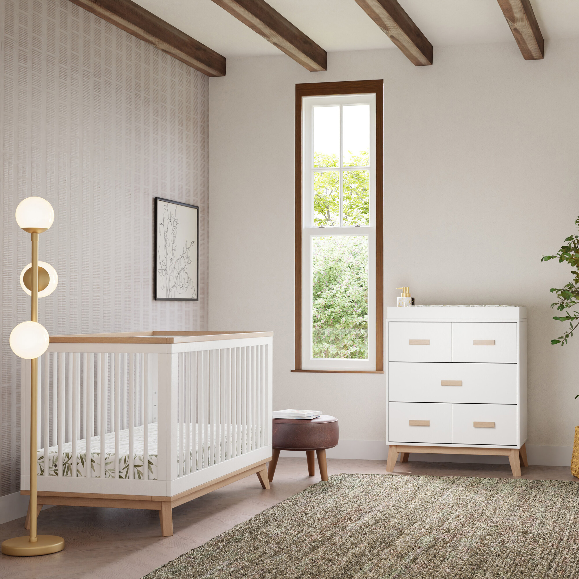 Scoot 3 in 1 Convertible Crib With Toddler Bed Conversion Kit White Washed Natural Babyletto Cribs Bassinets Maisonette