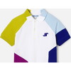 Boy Embroidered Cotton Pique Polo Shirt, White & Multicolours - Polo Shirts - 3