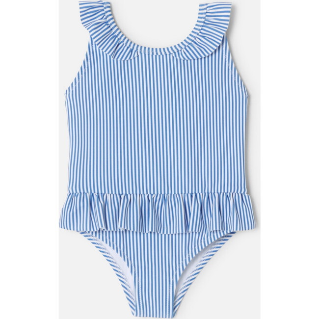 Baby Girl Striped Swimsuit, Blue & White