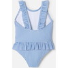 Baby Girl Striped Swimsuit, Blue & White - One Pieces - 2