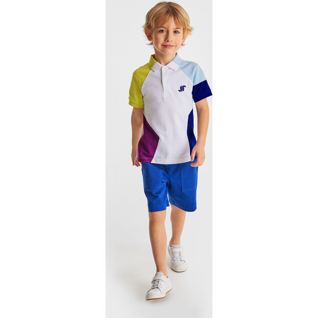 Boy Embroidered Cotton Pique Polo Shirt, White & Multicolours - Polo Shirts - 5