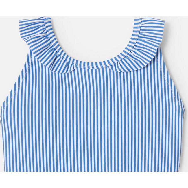 Baby Girl Striped Swimsuit, Blue & White - One Pieces - 3