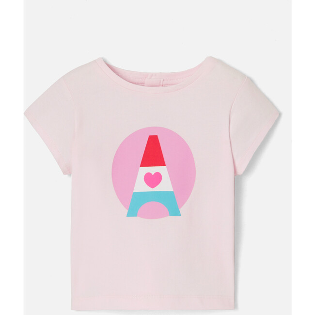 Baby Girl Short Parisian Sleeve T-Shirt, Pale Pink