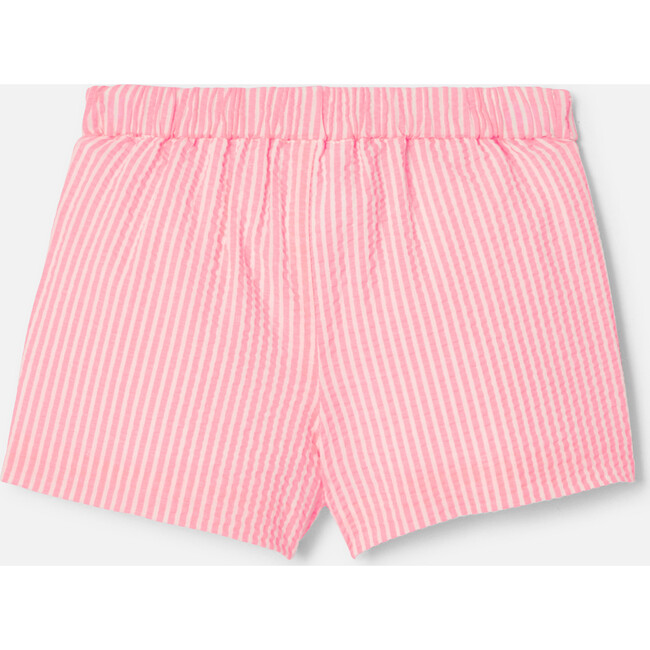 Baby Girl Seersucker Shorts, White & Coral - Shorts - 2
