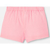 Baby Girl Seersucker Shorts, White & Coral - Shorts - 2