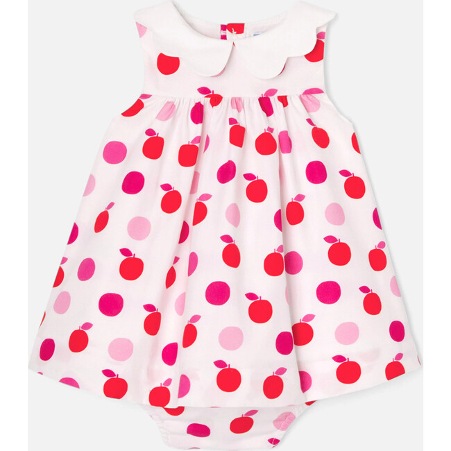 Baby Girl Poplin Dress, White & Multicolours