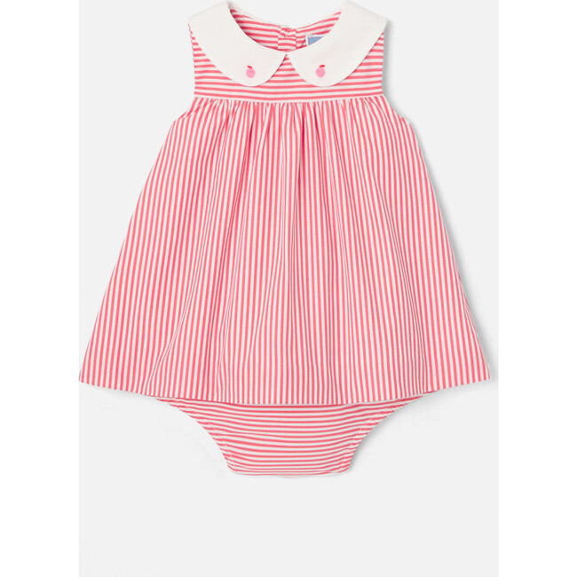Baby Girl Poplin Dress, Red & White