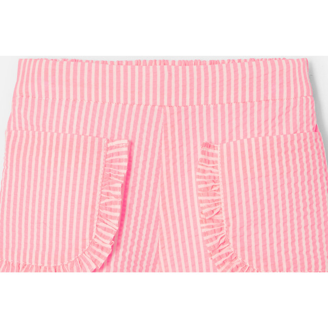 Baby Girl Seersucker Shorts, White & Coral - Shorts - 3