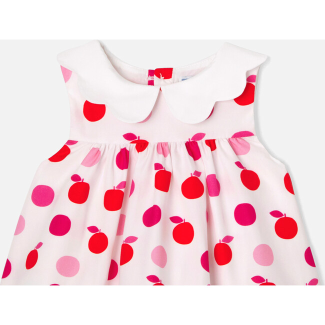 Baby Girl Poplin Dress, White & Multicolours - Dresses - 3