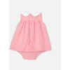 Baby Girl Poplin Dress, Red & White - Dresses - 2
