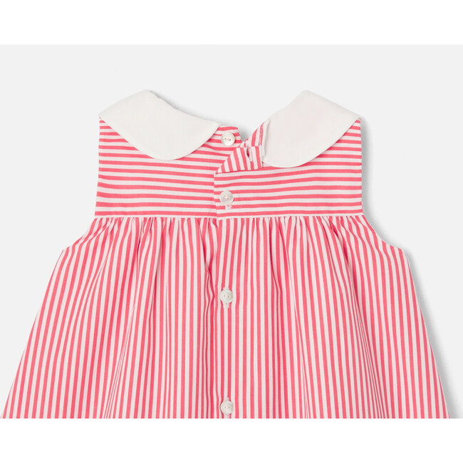 Baby Girl Poplin Dress, Red & White - Dresses - 4
