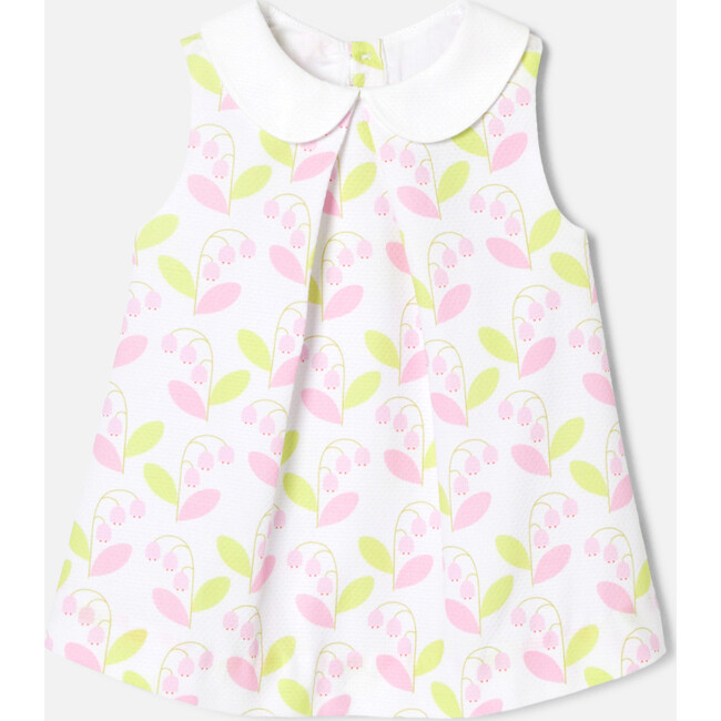Baby Girl Pinafore Dress, White & Multicolours