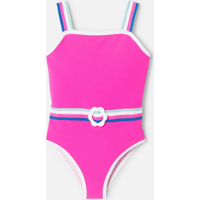 Girl One-Piece Swimsuit, Pink & Multicolours