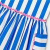 Girl Striped Cross-Over Strap Dress, White & Blue - Dresses - 5