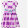 Girl Gingham Dress, White & Purple - Dresses - 2