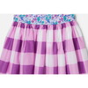 Girl Gingham Gathered Waist Skirt, White & Purple - Skirts - 3