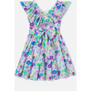 Girl Gathered Waist Halter Dress, White & Multicolours - Dresses - 2