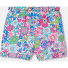 Baby Girl Liberty Fabric Shorts, White & Multicolours - Pants - 2