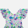 Girl Gathered Waist Halter Dress, White & Multicolours - Dresses - 3