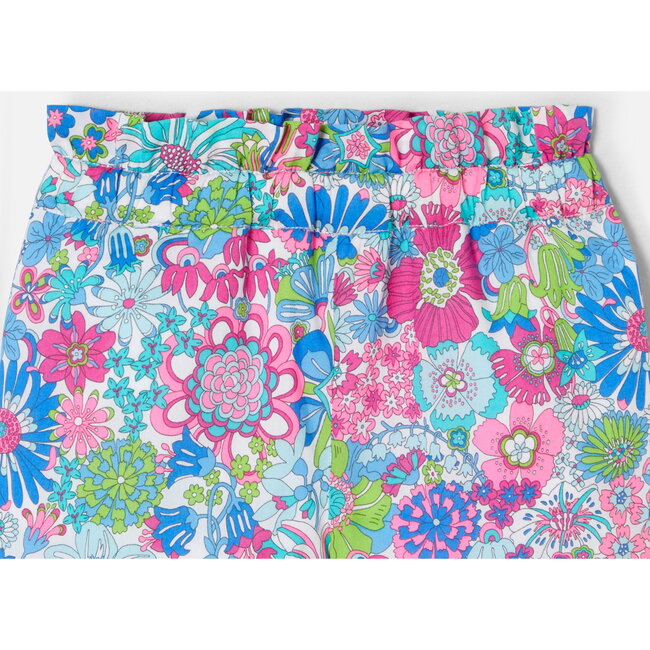 Baby Girl Liberty Fabric Shorts, White & Multicolours - Pants - 3