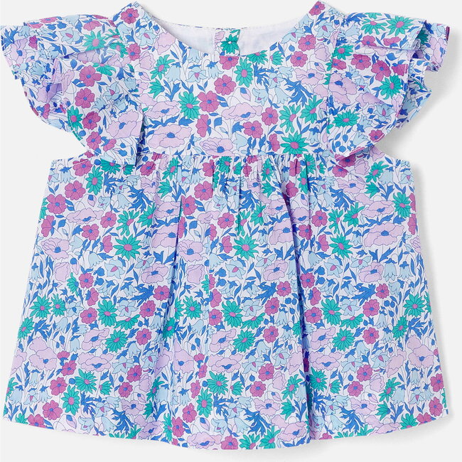 Baby Girl Liberty Fabric Blouse, White & Multicolours