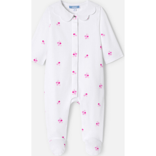 Baby Girl Interlock Pyjamas, White & Multicolours