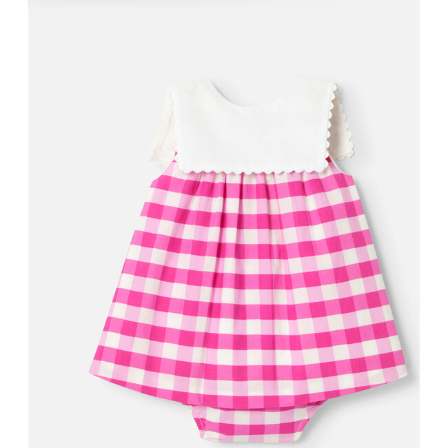 Baby Girl Gingham Dress, White & Pink