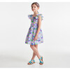 Girl Gathered Waist Halter Dress, White & Multicolours - Dresses - 6