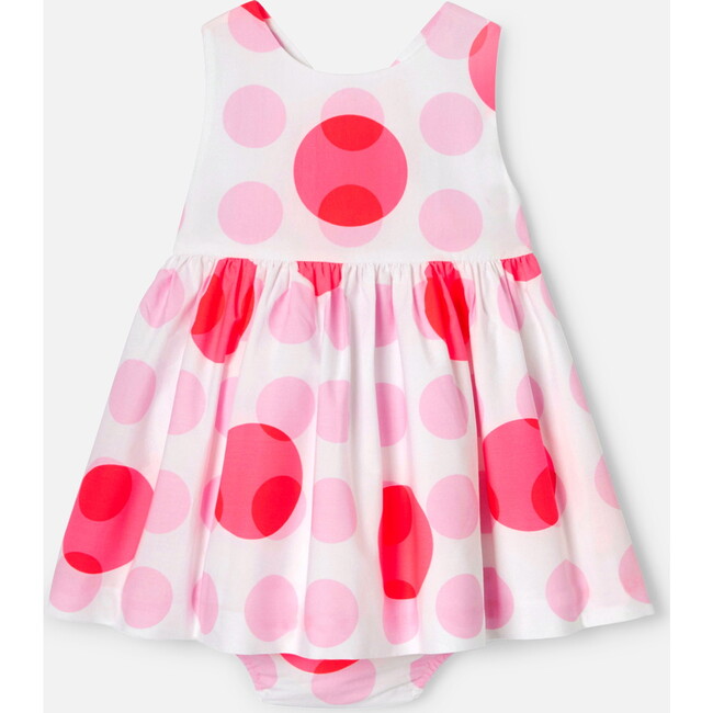Baby Girl Cross-Back Dress, White & Multicolours